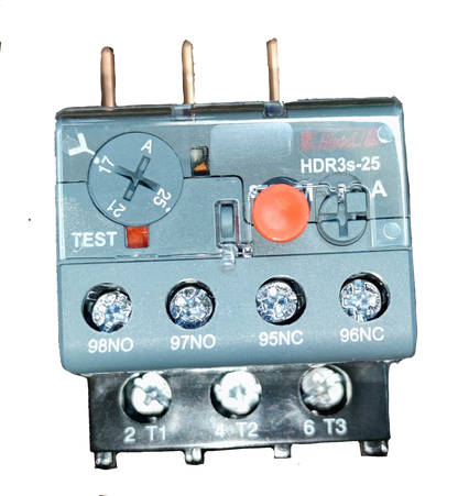 Himel Overload Relay 17-25A HDR3s-25 model with test button and adjustable current dial