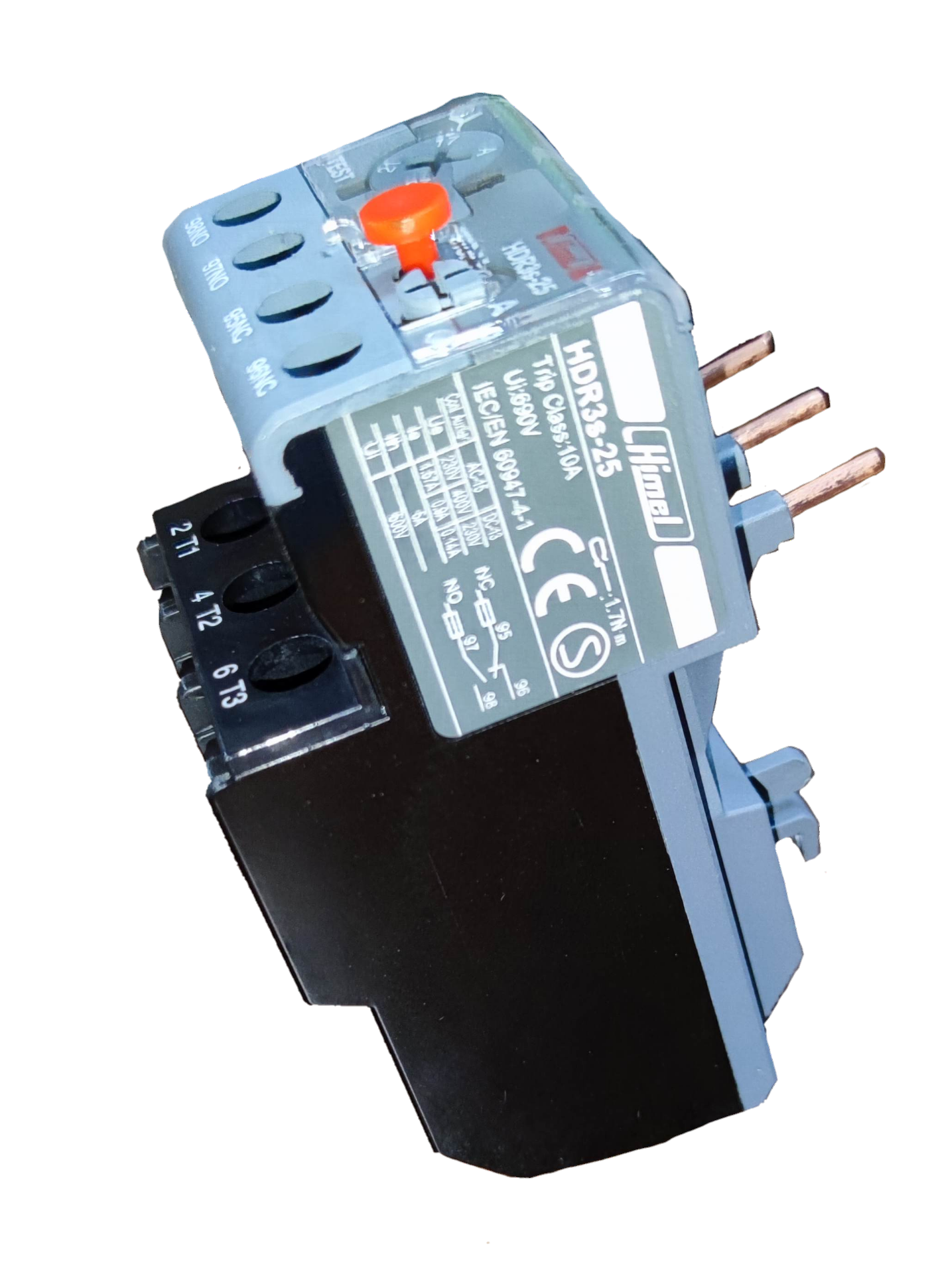 Himel Overload Relay 17-25A with adjustable settings and copper connectors for electrical protection