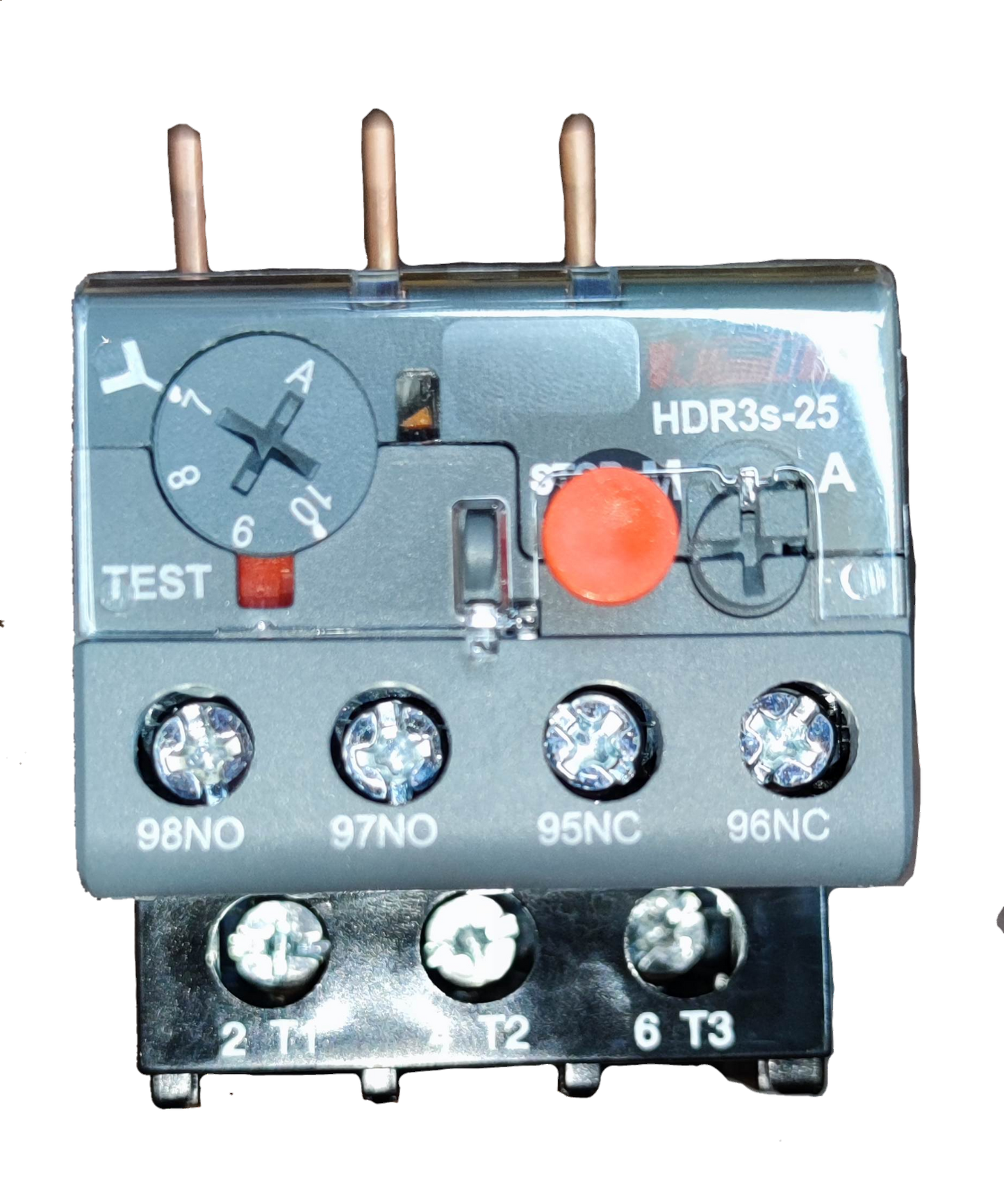 Himel overload relay 7-10A with test button and adjustable settings for motor protection