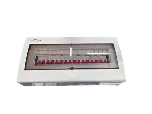 Himel panel board 63A 2 pole electrical circuitry part with multiple circuit breakers in white casing