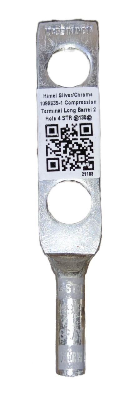 Utilux Terminal Lugs Long Barrel 2 Holes silver electrical compression lug with label and QR code