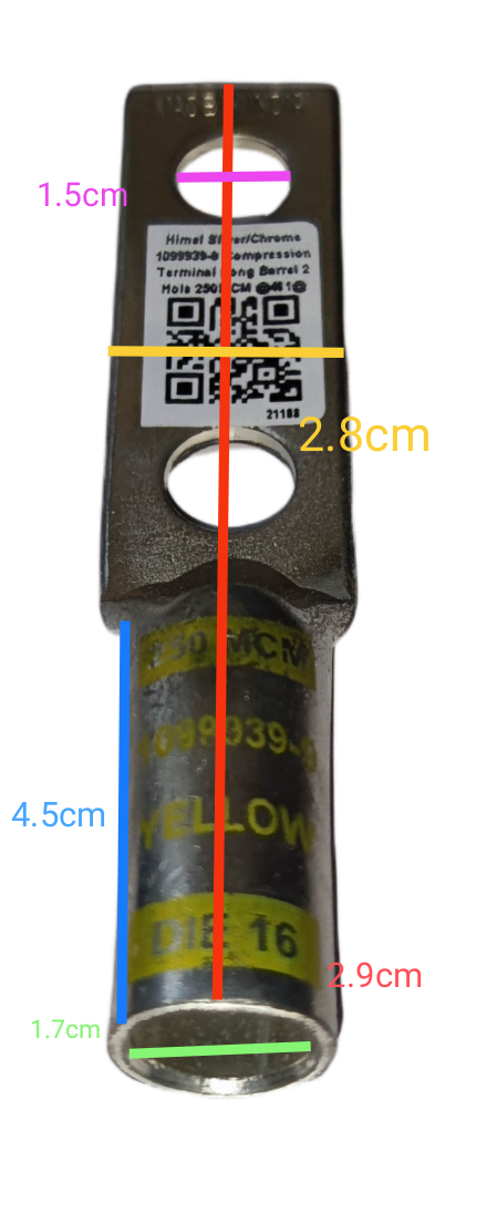 Utilux 1099939-9 Terminal Lugs Compression Type electrical circuitry part with detailed measurements