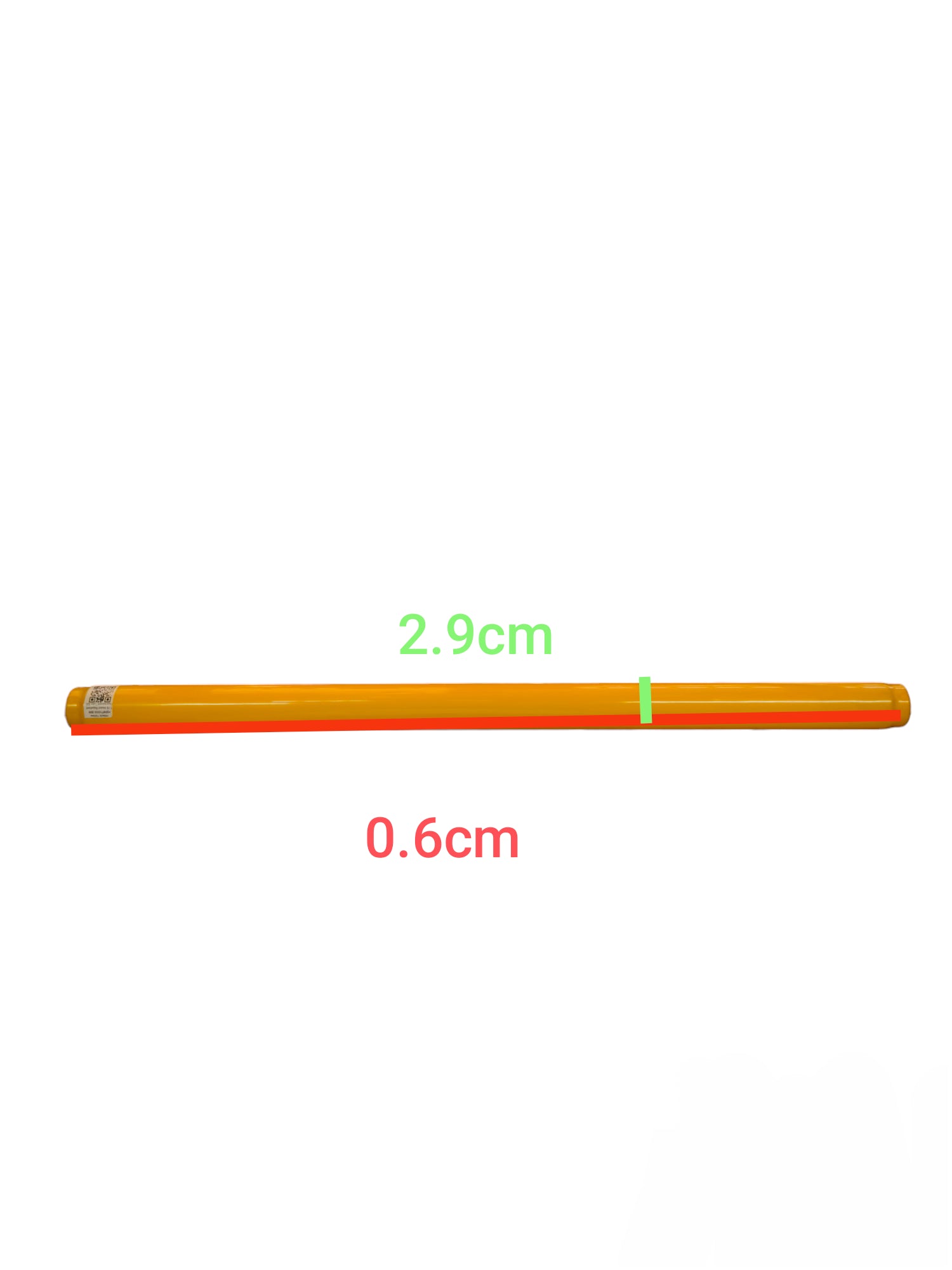 Hitachi 20W T10 Fluorescent Tube in orange with dimensions 2.9 cm length and 0.6 cm diameter