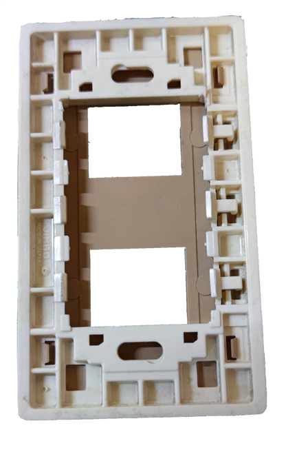 Jimbo white plastic mounting frame for switches with two rectangular openings and inner brackets 2 Gang Plate for Classic Series