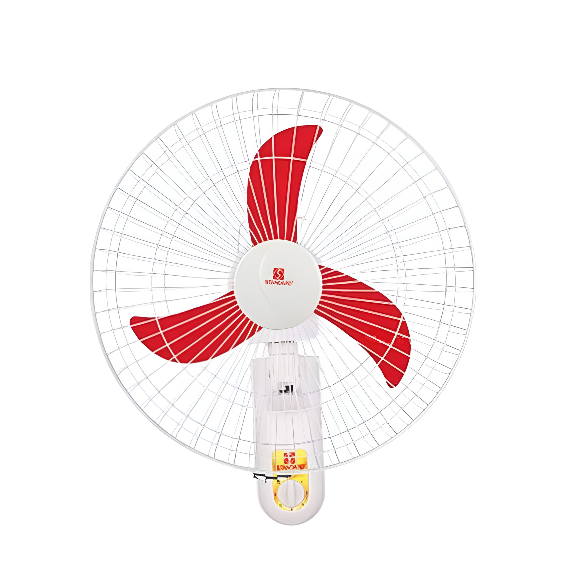 Standard 16 Inches Wall Fan Banana Blade red three blade wall fan with white grille and oscillating motor housing