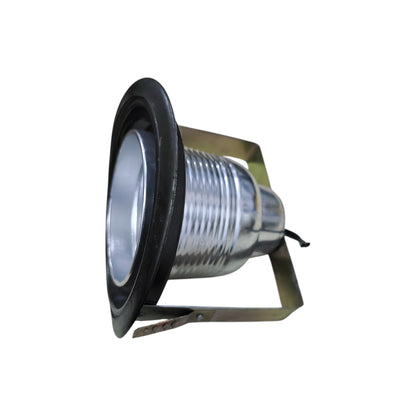 Down Light Fixture Silver Grey E27 recessed ceiling light with black trim and ribbed metal body