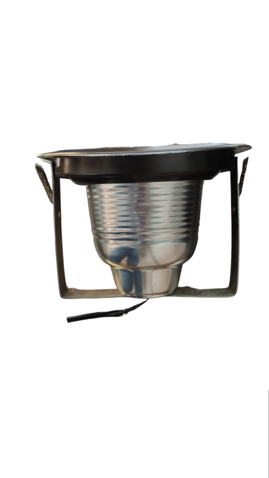 Local ceiling light Down Light Fixture Silver Grey E27 recessed metal cup housing with mounting clips and wiring lead