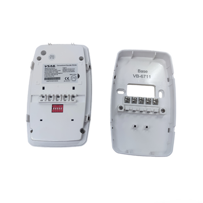 VSAIL Horn Strobe 24VDC VC-6734 fire alarm detector with separate base unit shown from back