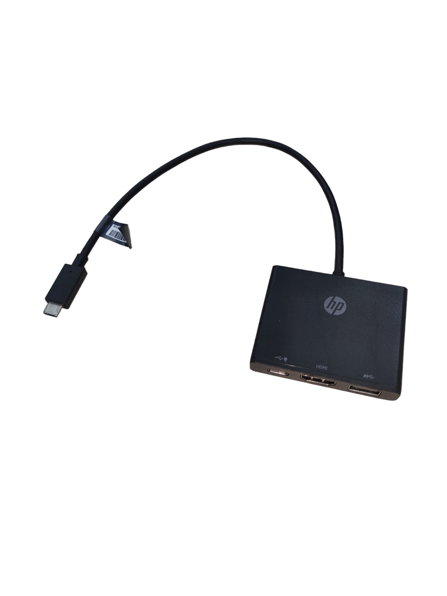 HP USB-C to Multi-port Hub with multiple ports and a short connecting cable