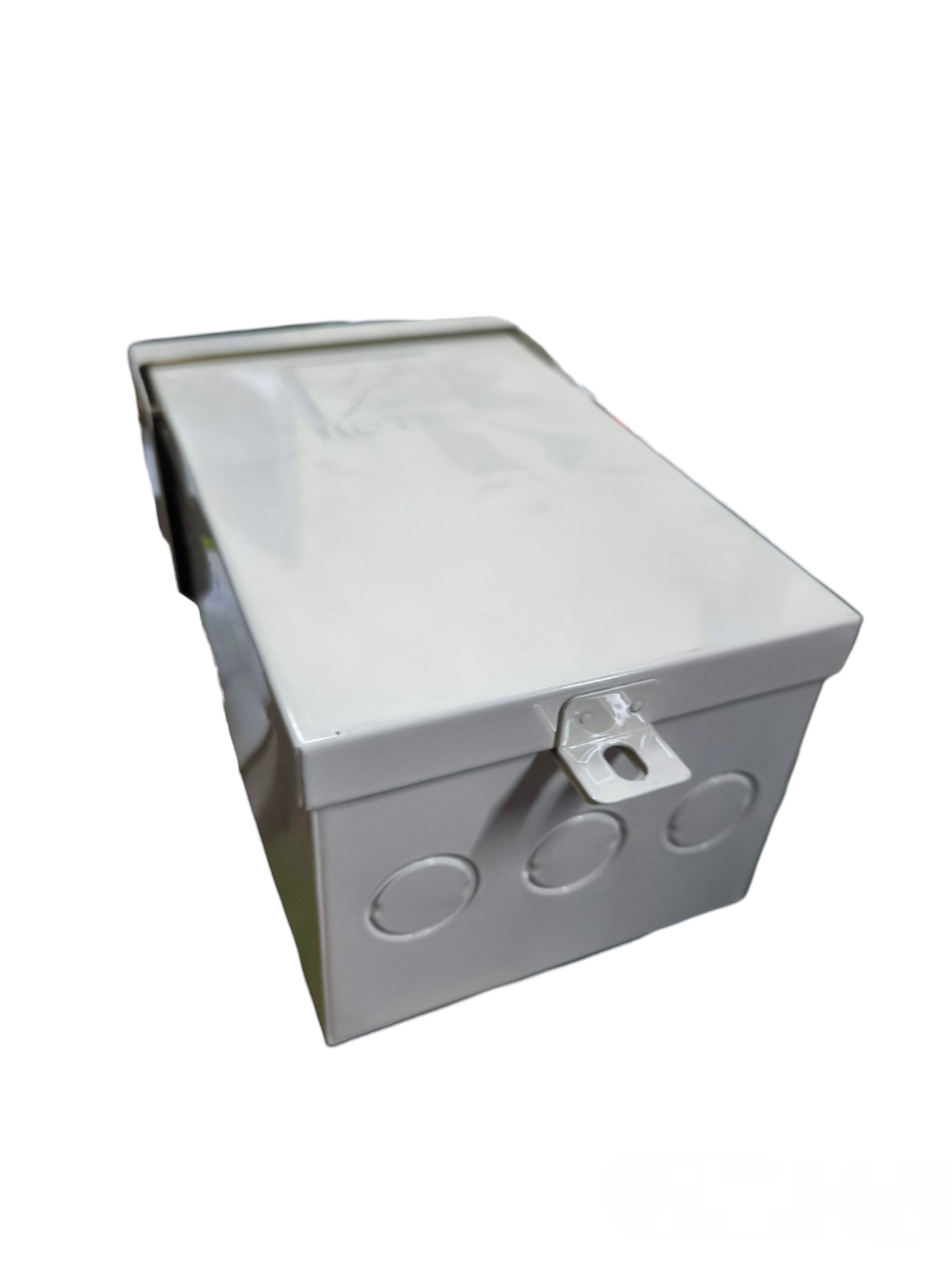 Koten Nema 3R Enclosure for HPH 2 Pole gray metal box with hinged lid mounting tab and three front knockouts