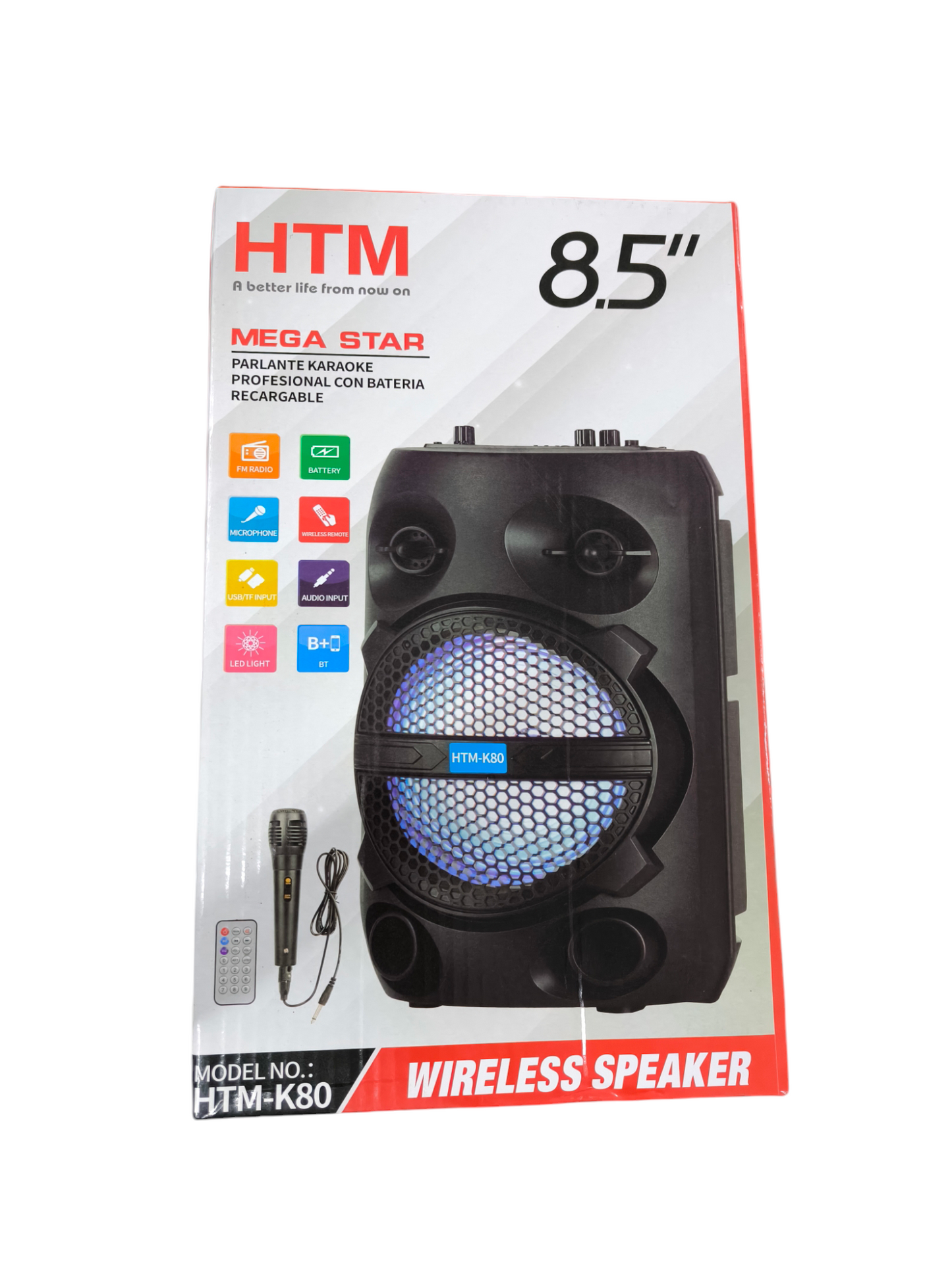 Bluetooth Speaker with Microphone HTM 8.5 inch wireless karaoke speaker with remote and microphone