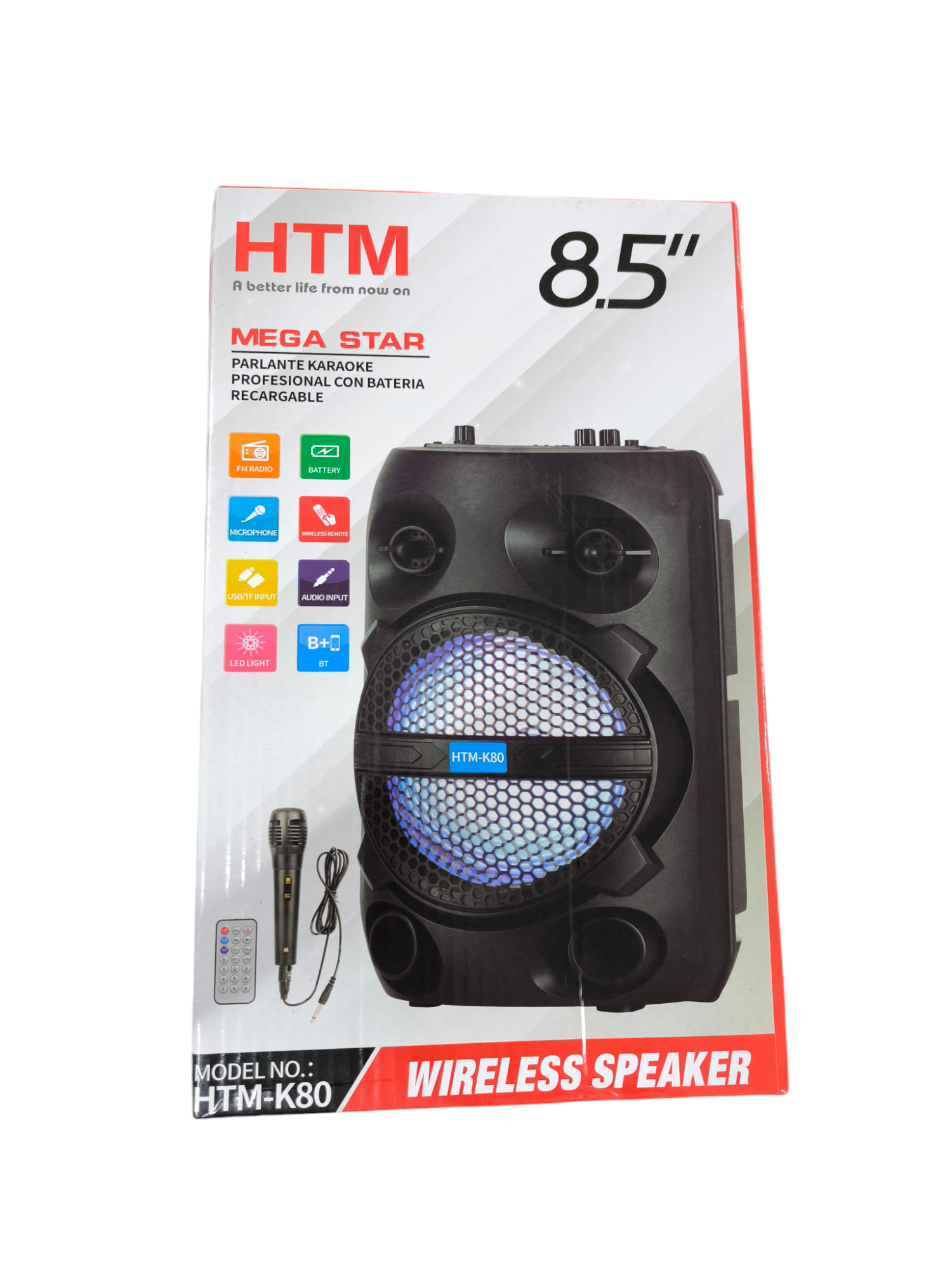 Bluetooth Speaker with Microphone HTM 8.5 inch wireless karaoke speaker with remote and microphone