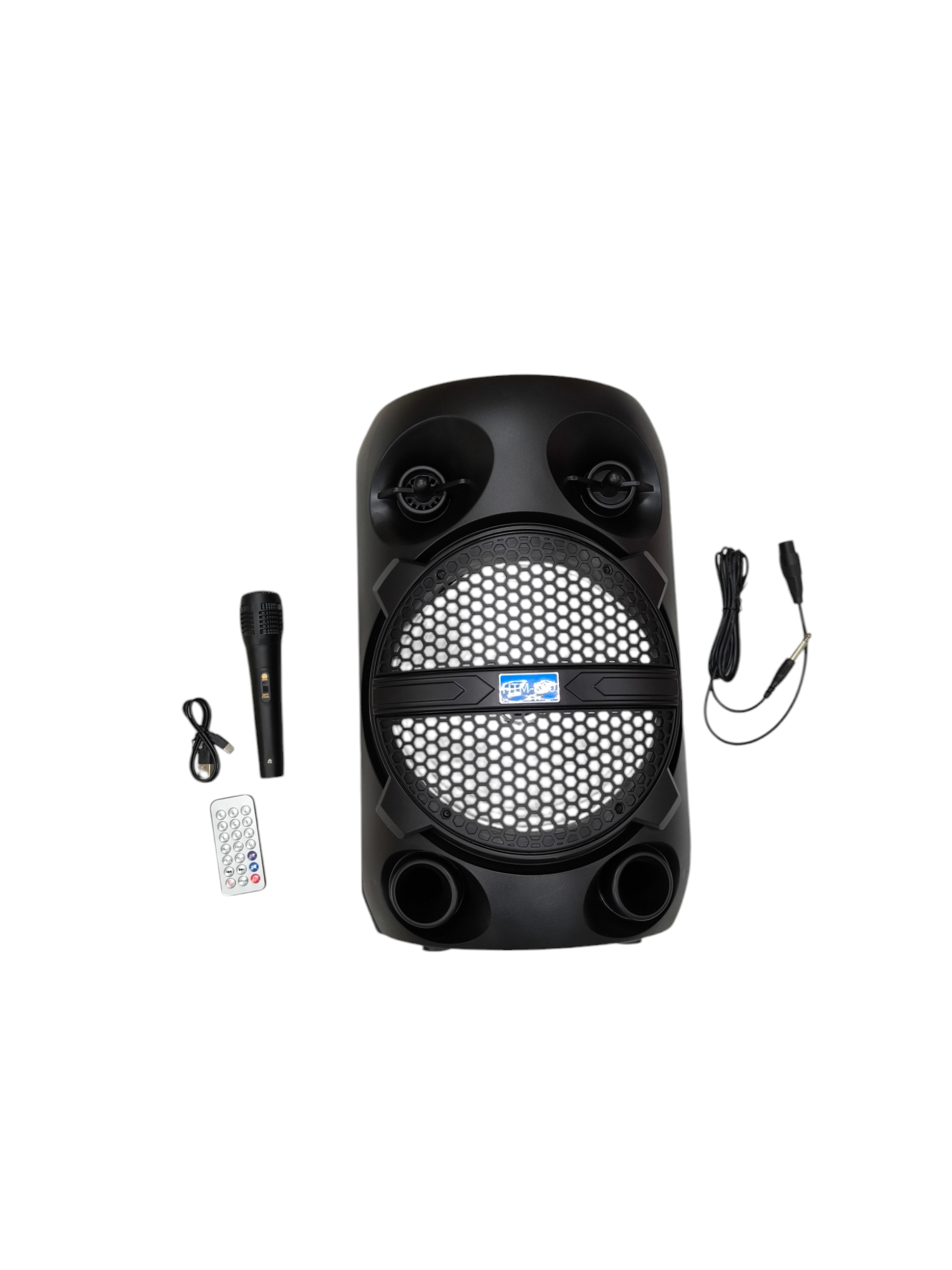 Bluetooth Speaker with Microphone HTM black portable speaker with microphone remote and cables