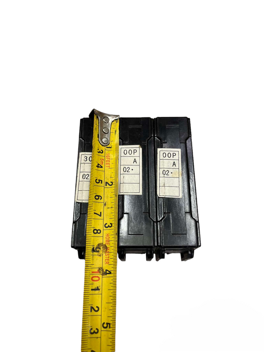Taiyou 20A 3 Pole Bolt On Type Circuit Breaker with tape measure showing size for electrical use