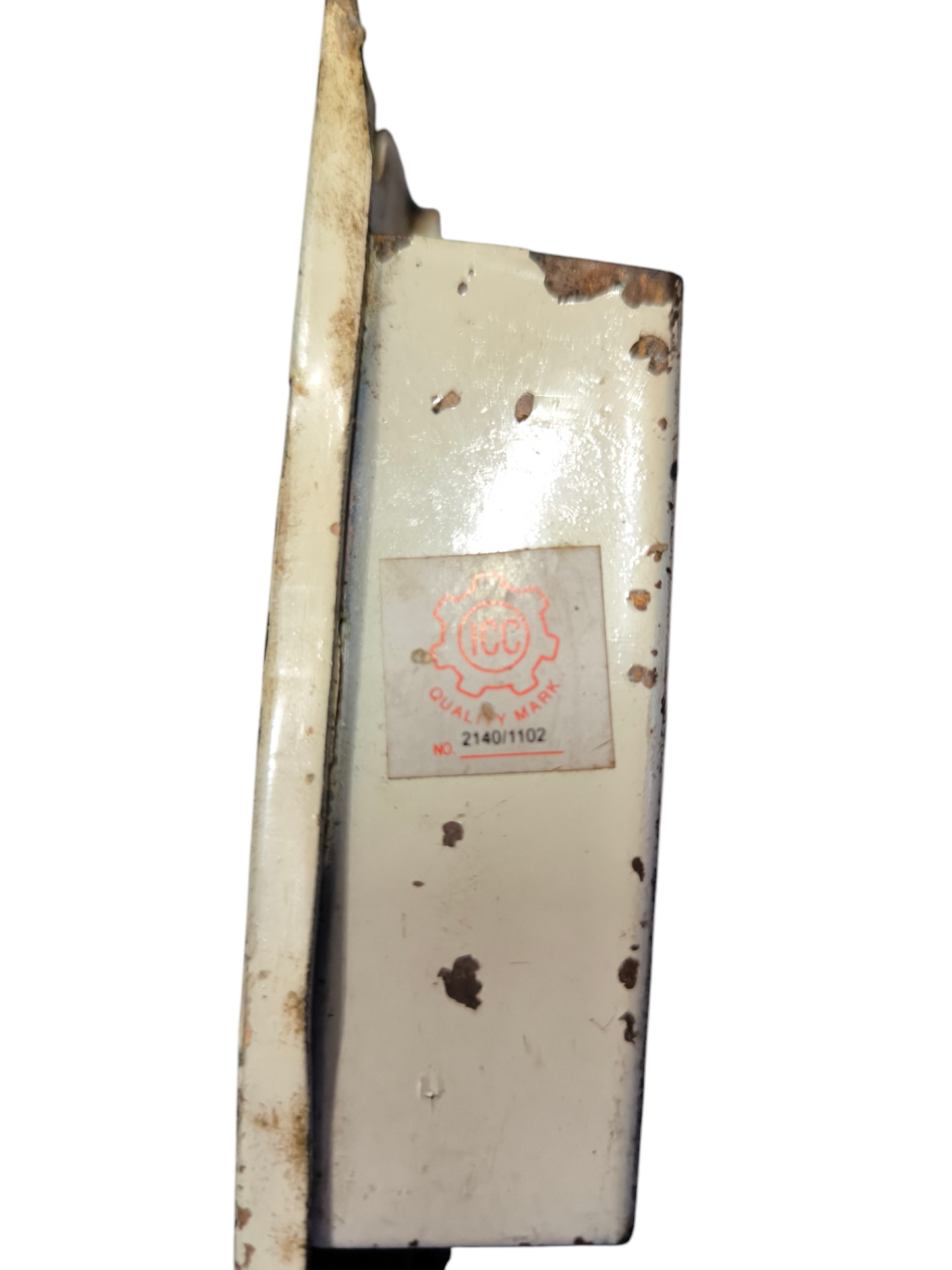 GE fluorescent magnetic ballast 220V electrical component with metal casing showing wear and rust