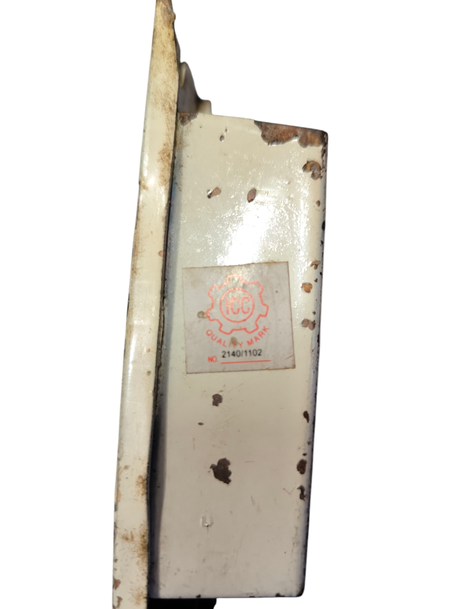 GE fluorescent magnetic ballast 220V electrical component with metal casing showing wear and rust