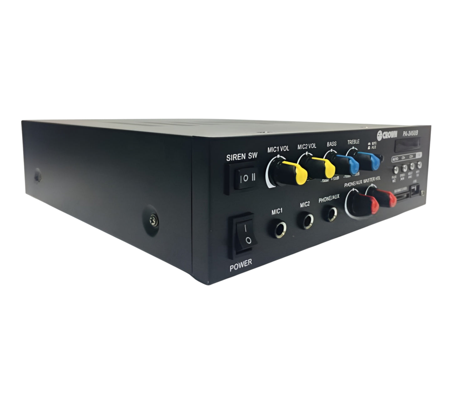 Crown 245W Public Address Amplifier 12V DC or 220V AC PA-245UB Bluetooth USB/SD Port MP3 Input Build in Siren FM Tuner 2 Mic Input