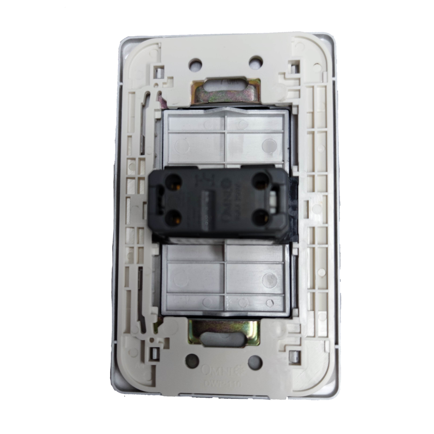 Omni illuminated rocker switch 16A 250V installed in a wall plate with a clean design