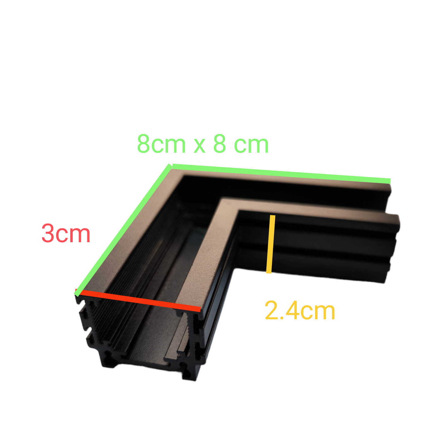 ILLUMIQ TERRA 20 series track light black corner connector with dimensions for ceiling lights