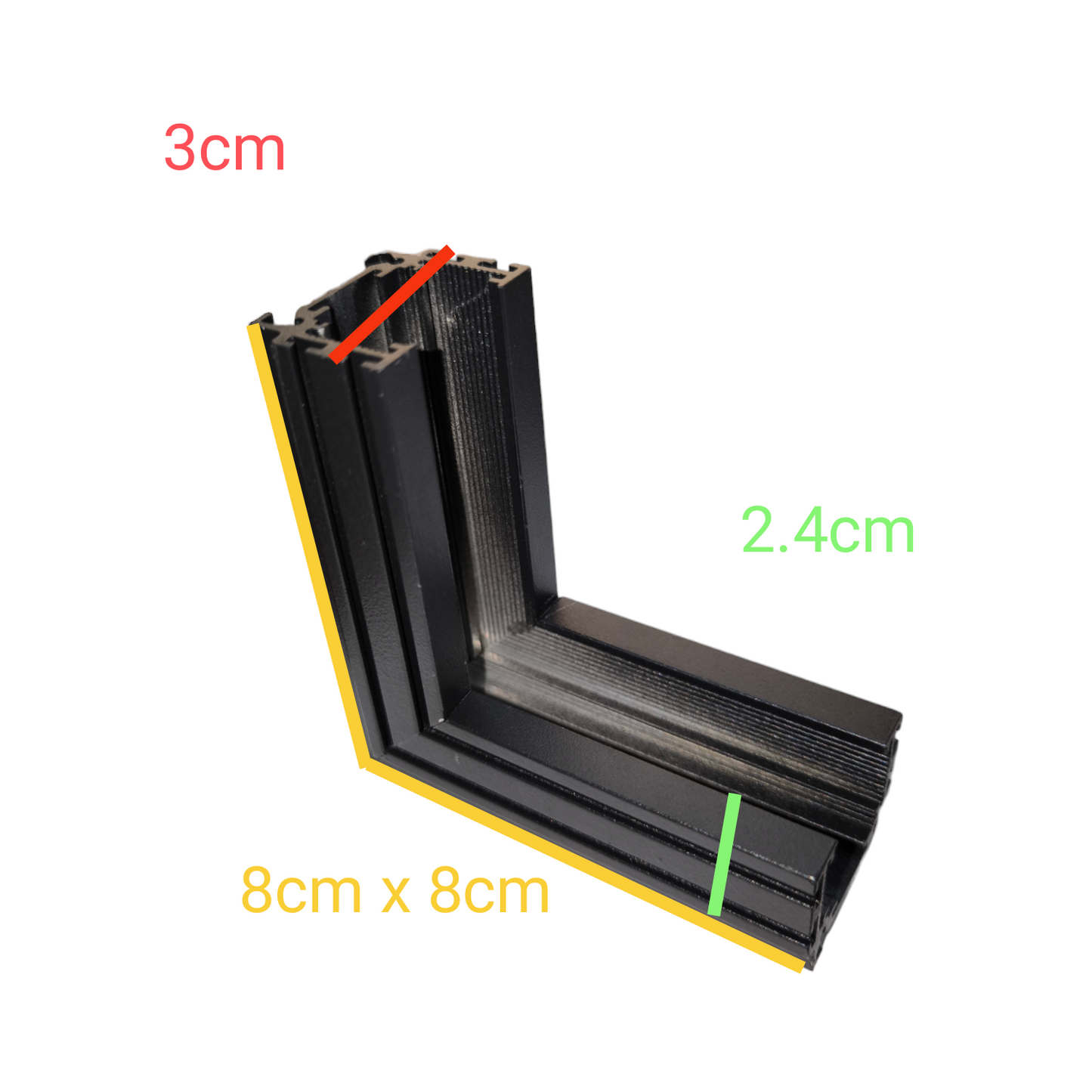 ILLUMIQ TERRA 20 series track light black corner connector for ceiling lights with measurements
