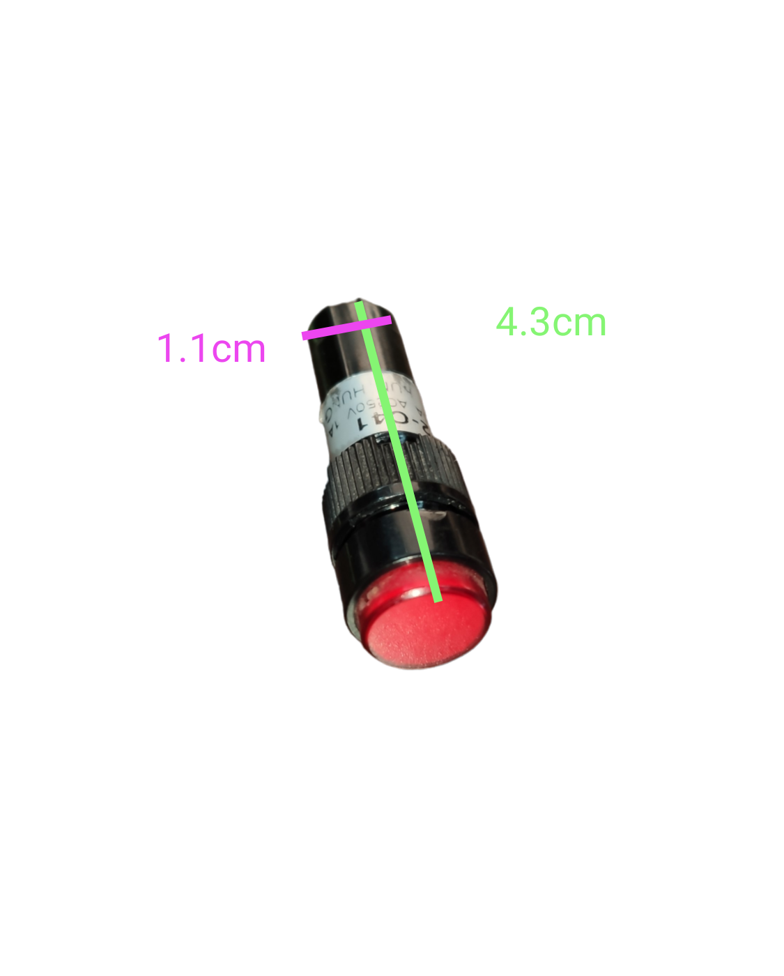 Koino Indicator Push Button Switch 10mm with red button and black casing for power points and switches