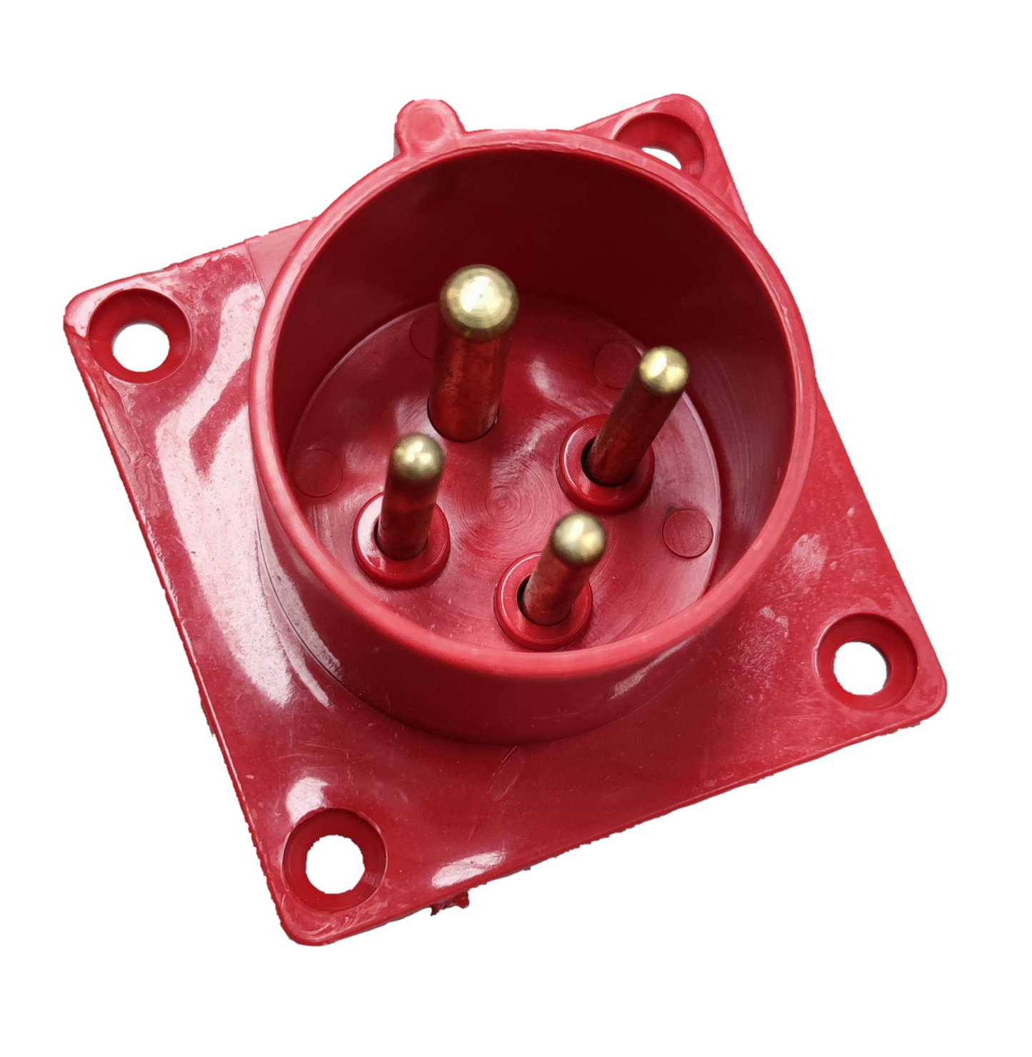 Grippes 16A industrial plug chassis type red power connector with four brass pins
