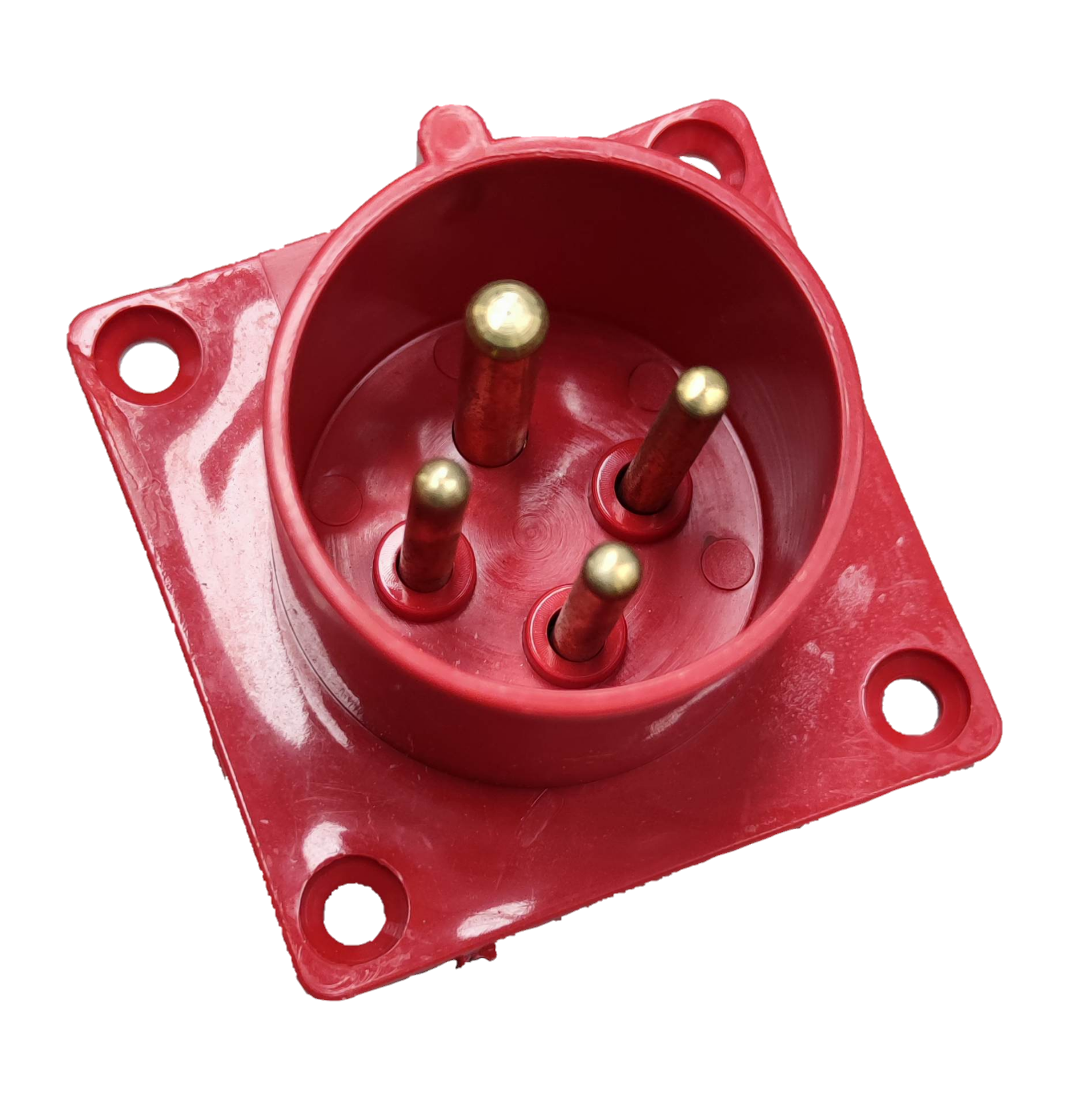 Grippes 16A industrial plug chassis type red power connector with four brass pins