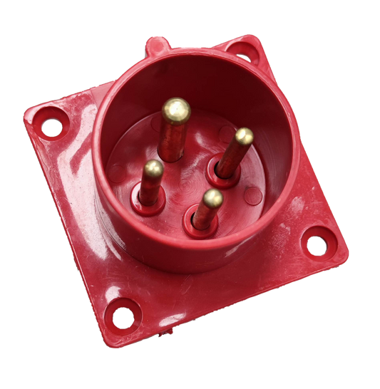 Grippes 16A industrial plug chassis type red power connector with four brass pins