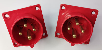 Grippes 16A industrial plug chassis type red power points with five brass pins for electrical connections