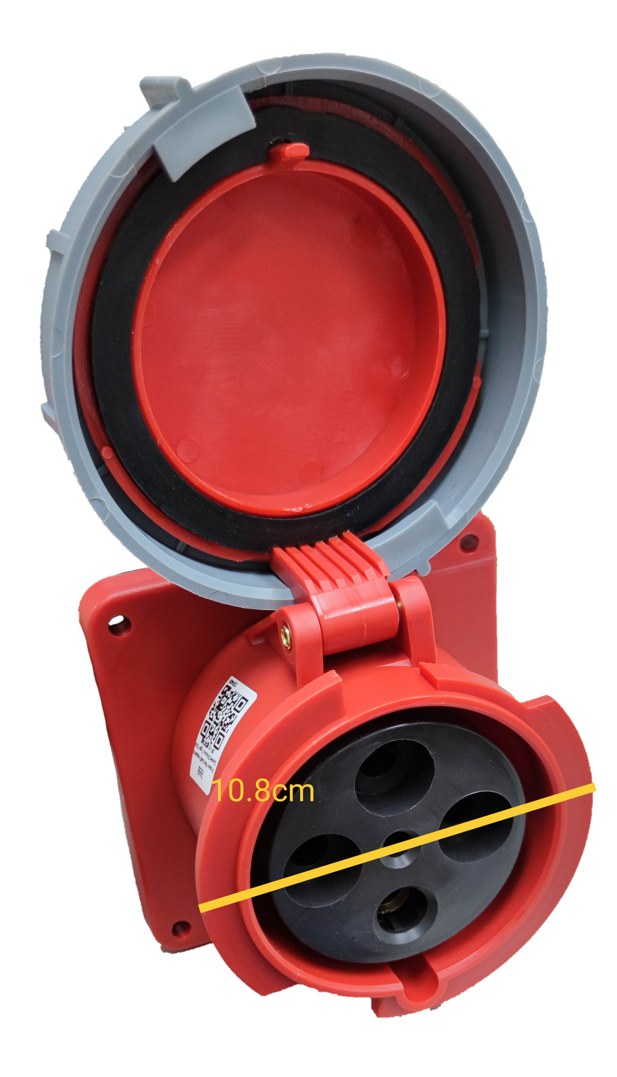 Grippes 3 phase 220V electrical industrial socket red with protective cover open