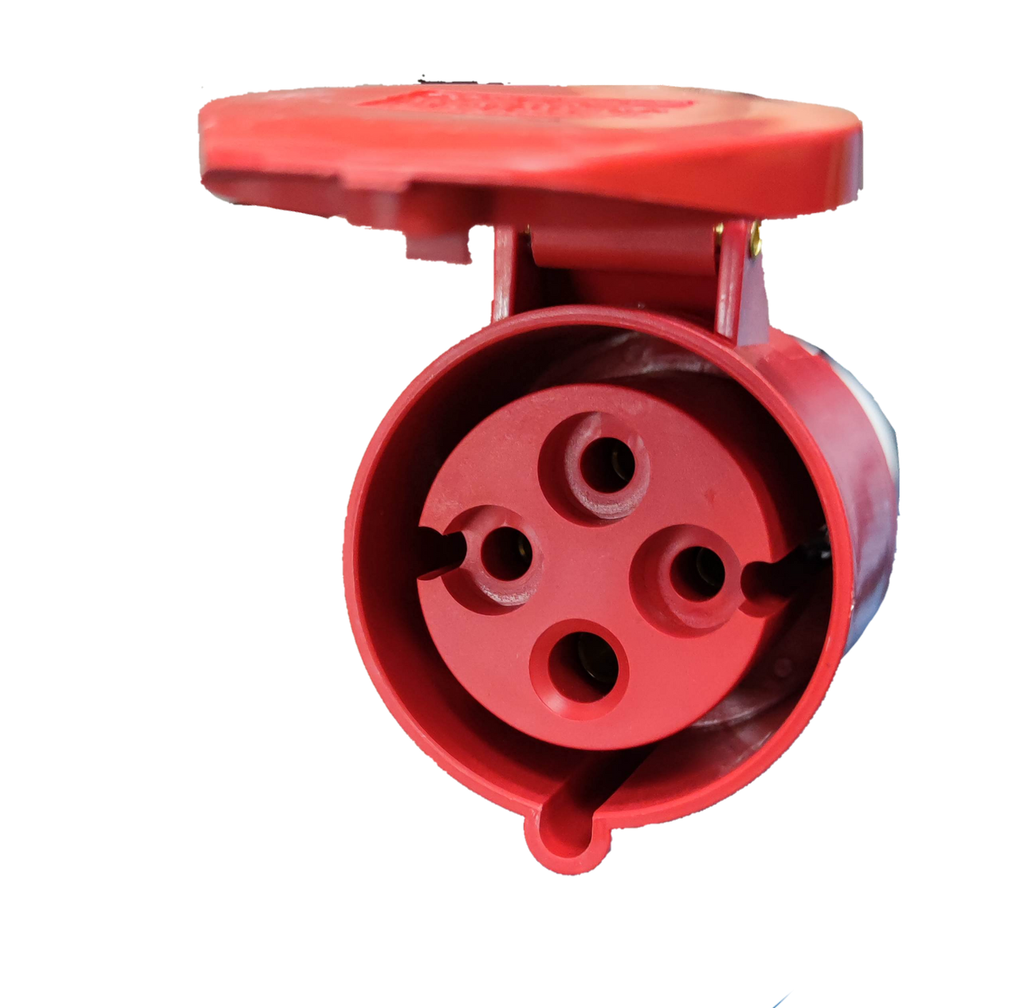Grippes industrial 32 amp power socket in red with protective cover for electrical connections
