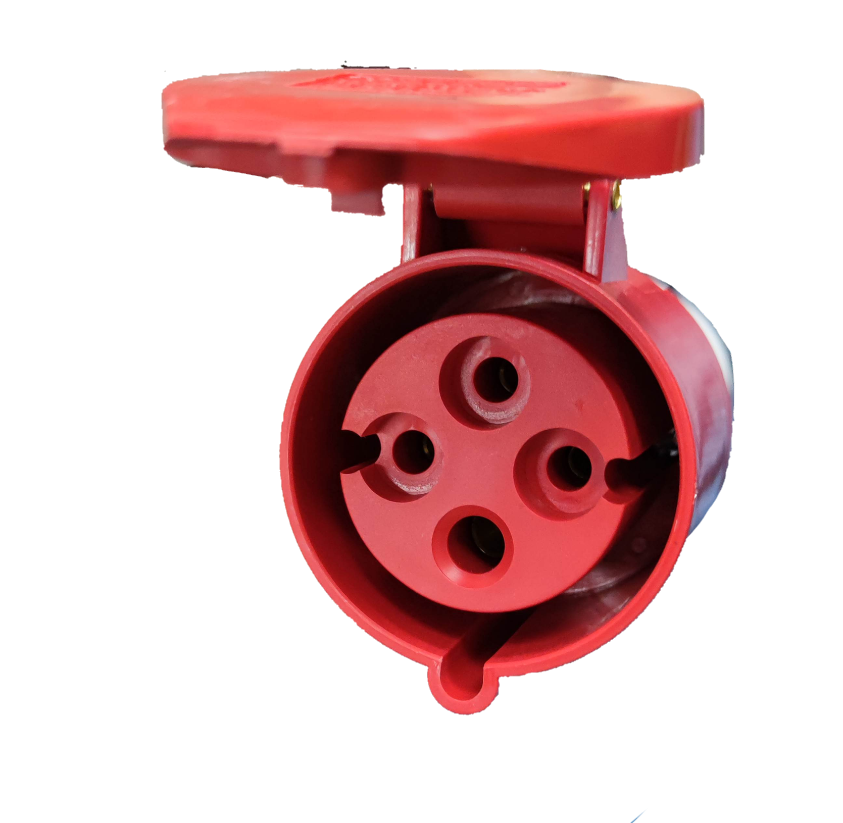 Grippes industrial 32 amp power socket in red with protective cover for electrical connections