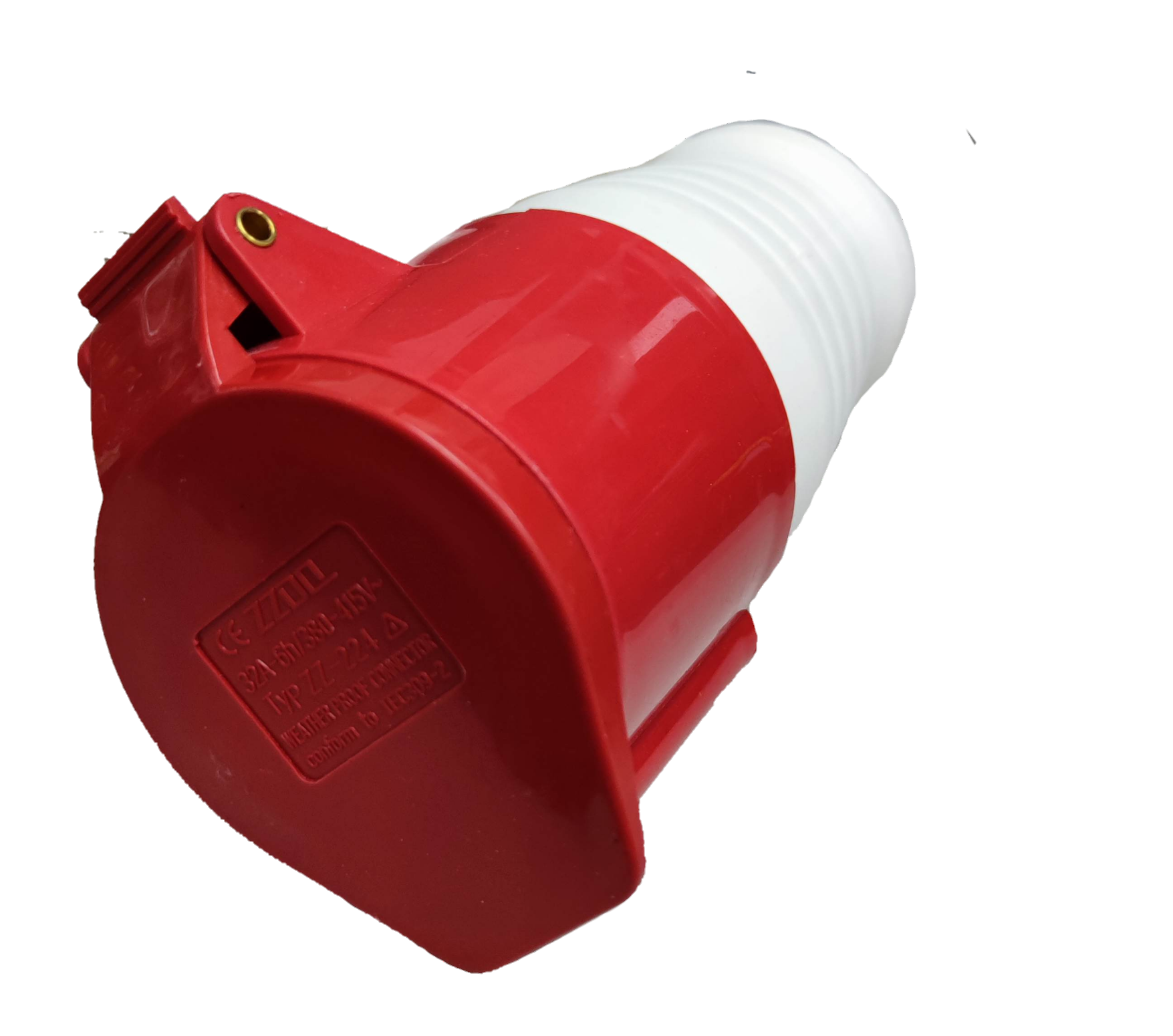 Grippes industrial 32 amp power socket with red and white durable design for heavy-duty use
