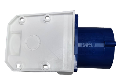 Grippes 32A industrial wall plug with white and blue durable casing for electrical connections