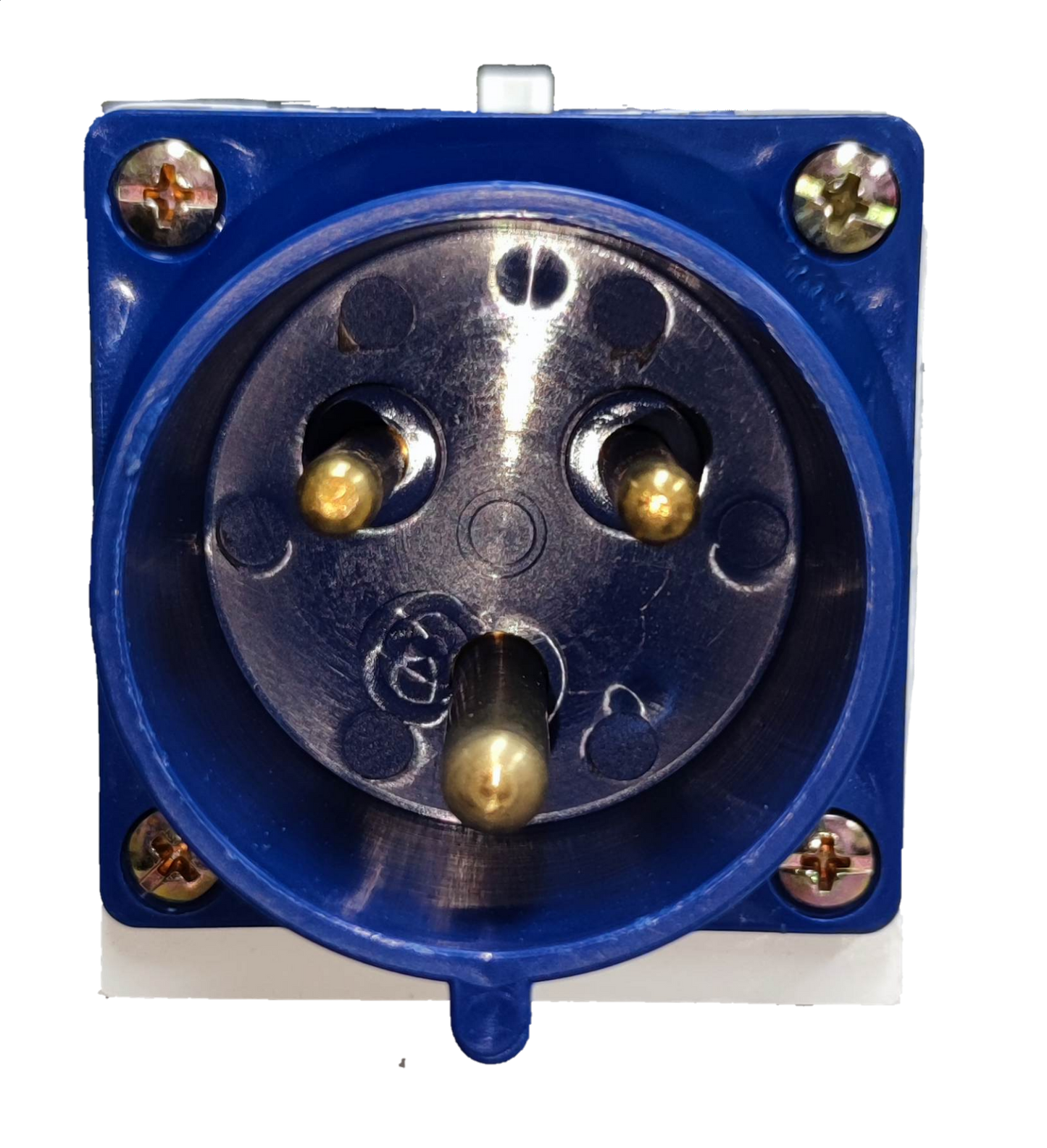 Grippes 32A industrial wall plug blue electrical connector with three brass pins for heavy-duty use