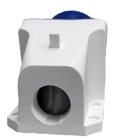 Grippes 32A industrial wall plug electrical circuitry part in white and blue housing