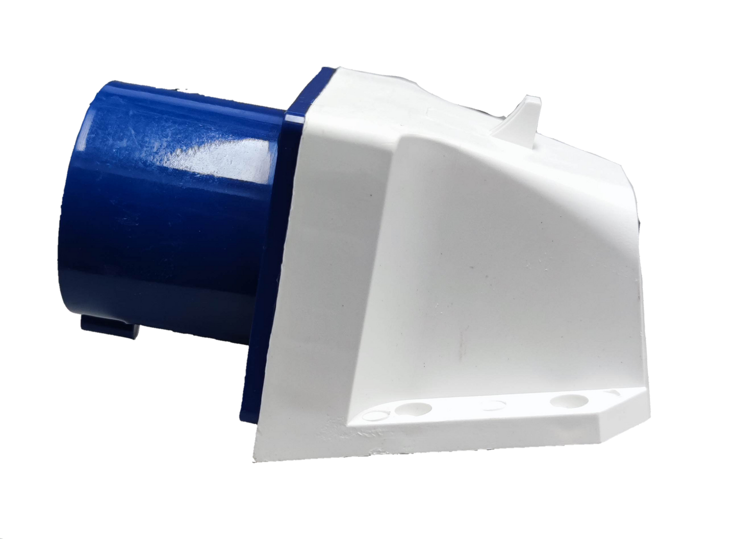 Grippes 32A industrial wall plug in blue and white for heavy-duty electrical connections