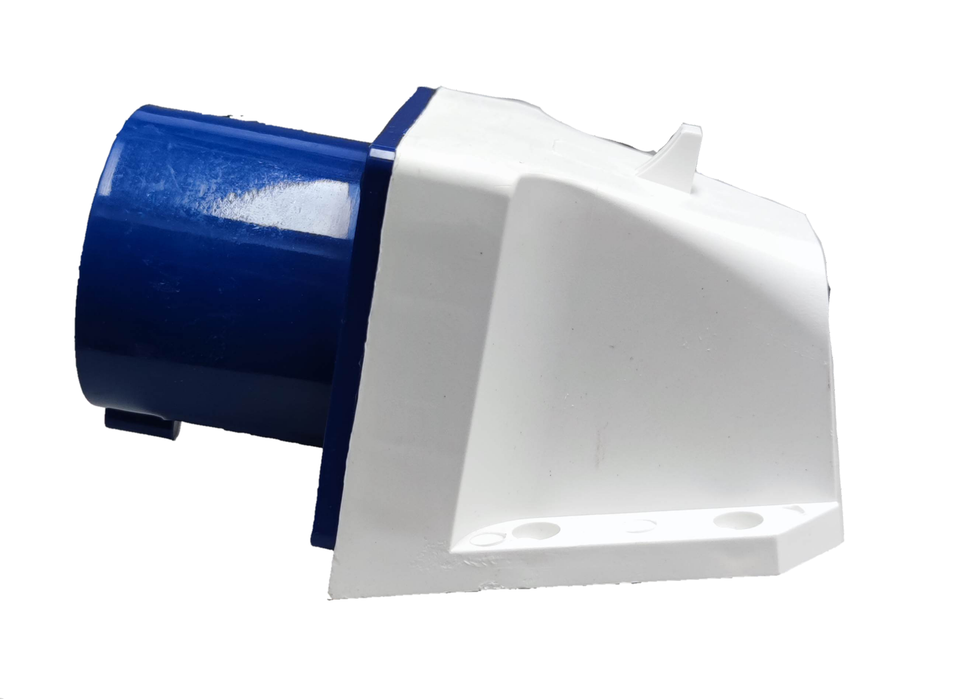 Grippes 32A industrial wall plug in blue and white for heavy-duty electrical connections