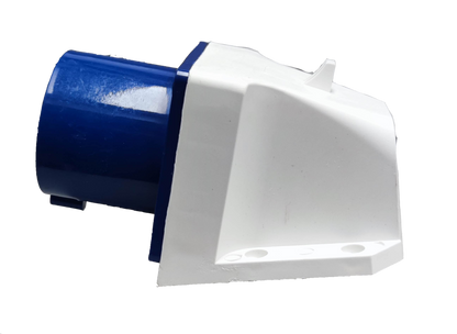 Grippes 32A industrial wall plug in blue and white for heavy-duty electrical connections