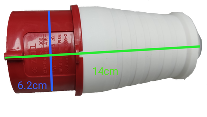 Grippes industrial 32A power plug with red and white casing for electrical circuitry and parts