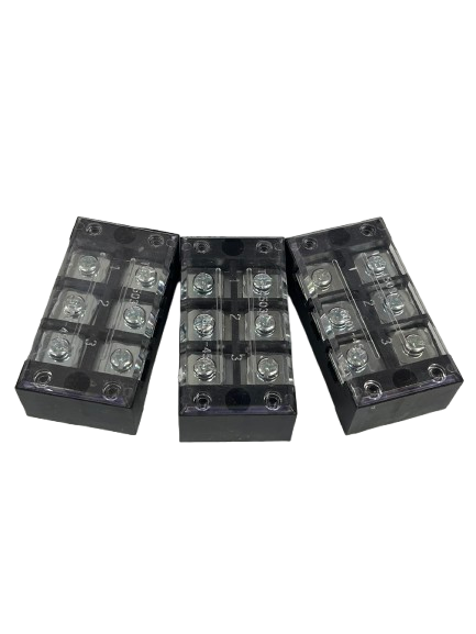 Grippes 45A 3 Pair Terminal Block 600V clear plastic cover screw clamp terminals for wiring