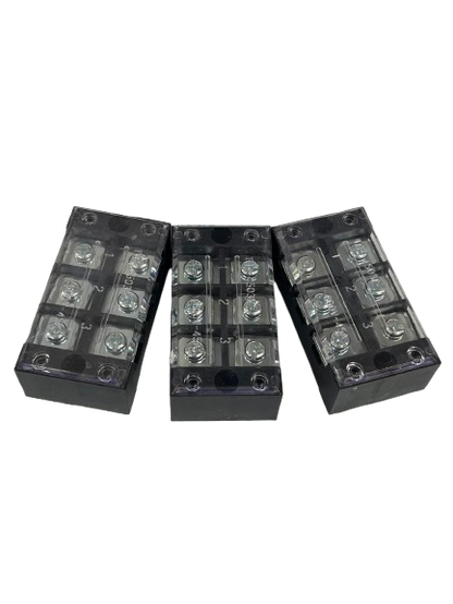 Grippes 45A 3 Pair Terminal Block 600V clear plastic cover screw clamp terminals for wiring