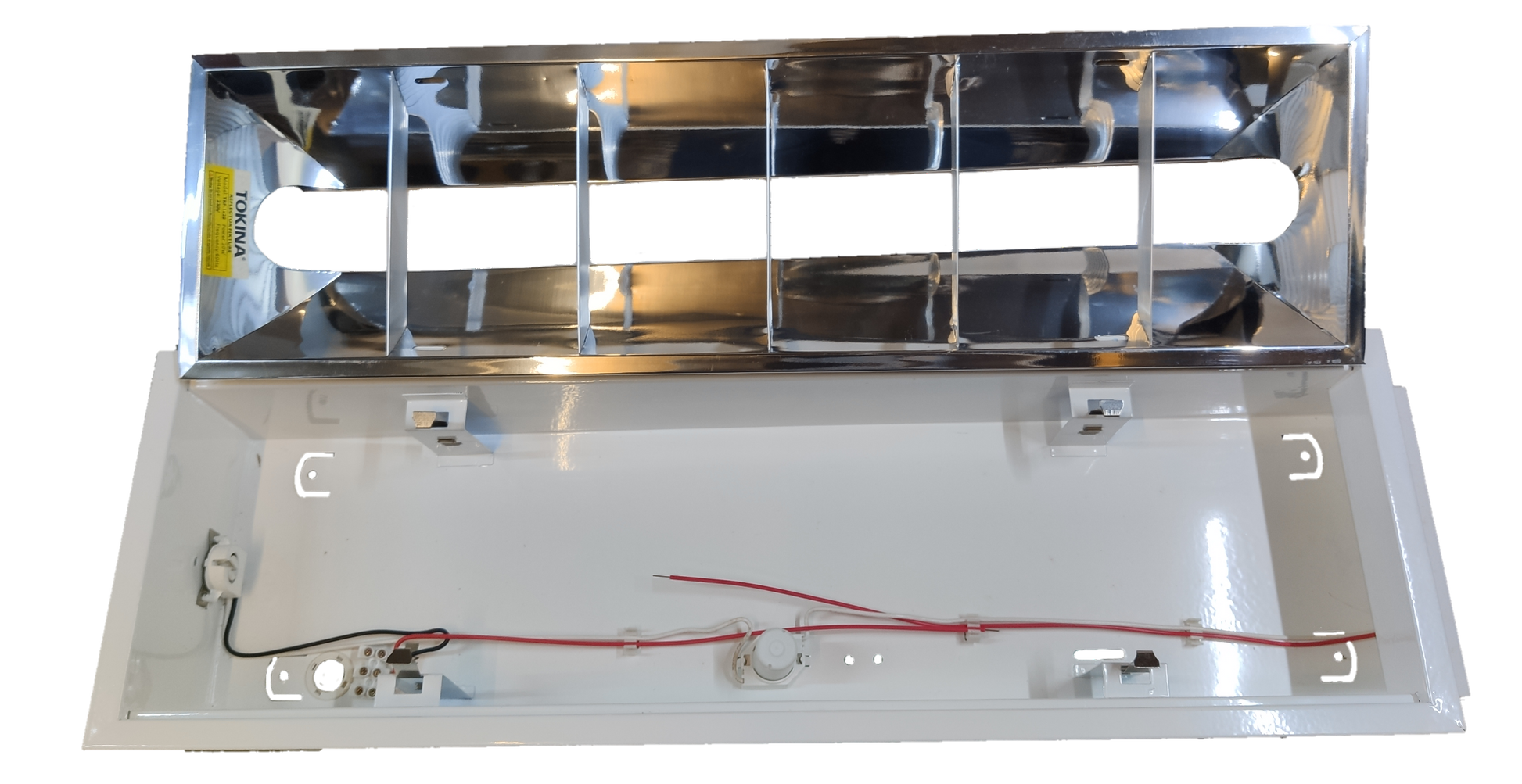 Tokina industrial aluminum reflector light with rectangular reflective panels and wiring for lighting installation