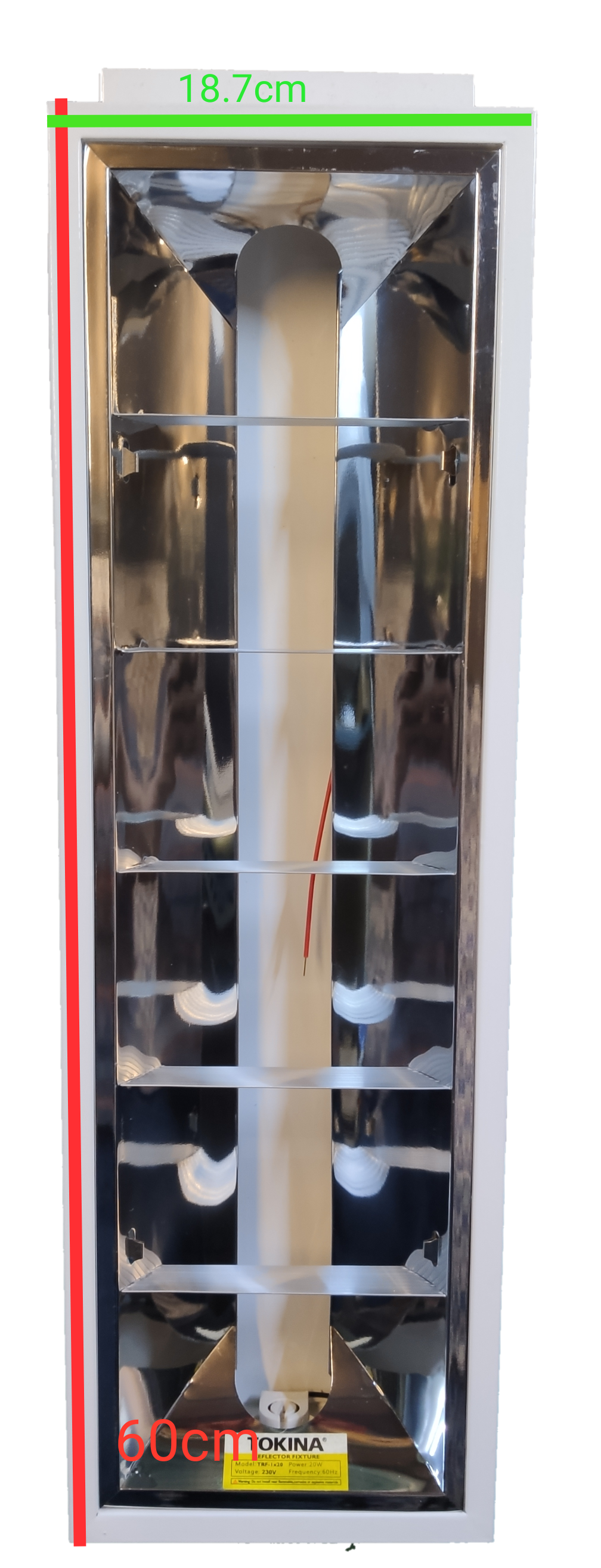 Tokina industrial aluminum reflector light with a rectangular reflective surface and grid frames