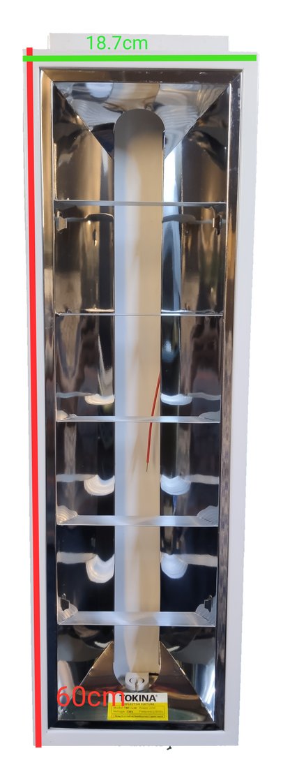 Tokina industrial aluminum reflector light with a rectangular reflective surface and grid frames