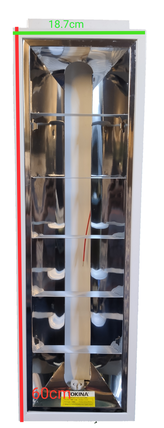 Tokina industrial aluminum reflector light with a rectangular reflective surface and grid frames