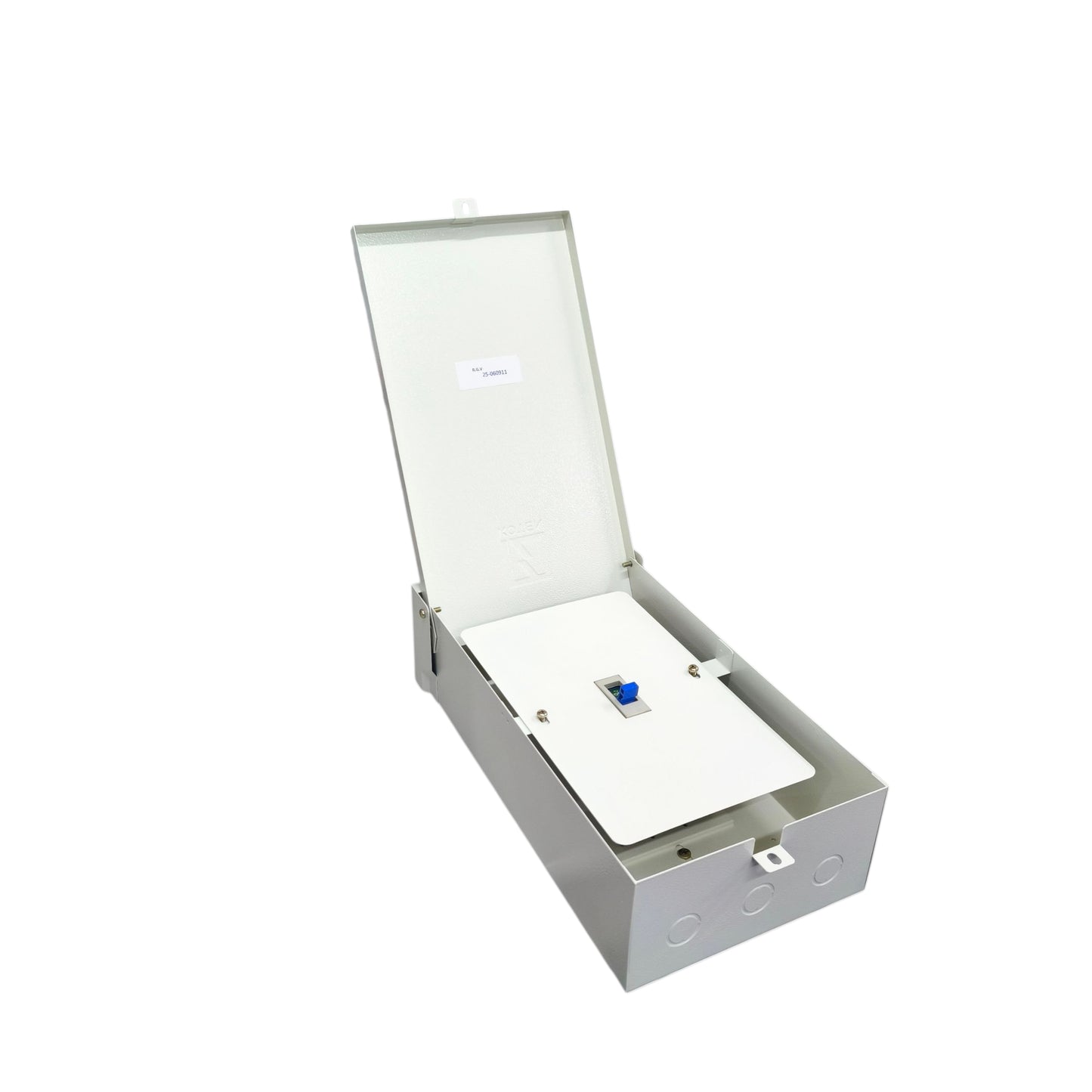 225A industrial circuit breaker with a protective metal enclosure and secure mounting features