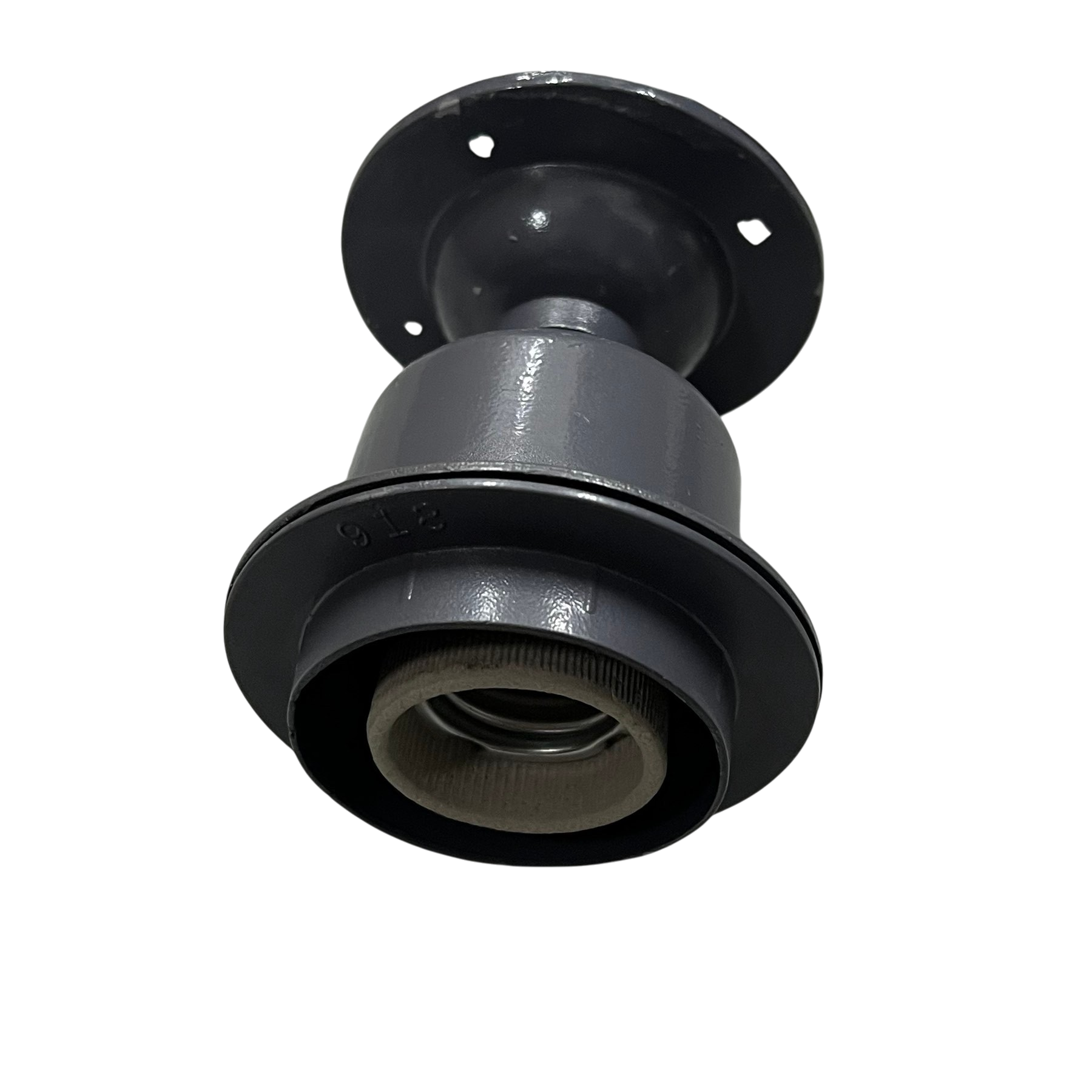 E27 Lamp Socket 5A 220V gray metal ceiling mount socket with ceramic insert and mounting flange