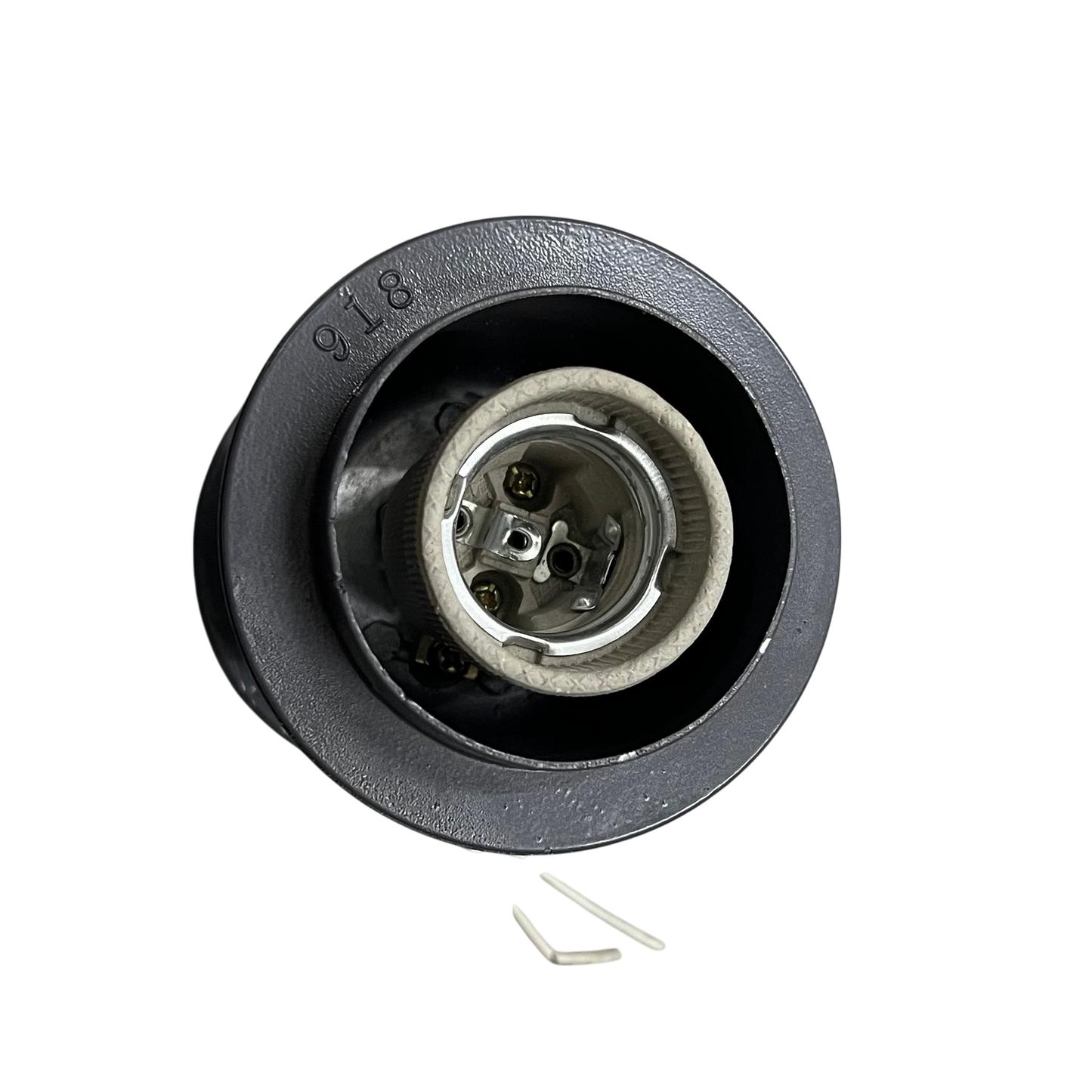 E27 Lamp Socket 5A 220V ceramic bulb holder in black mounting cup for lighting installation and fixtures