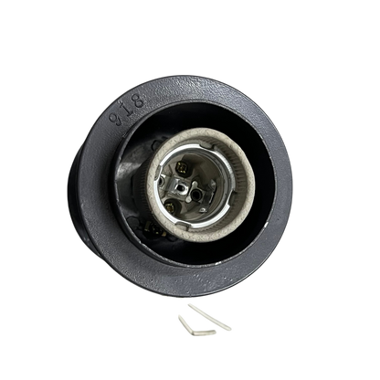 E27 Lamp Socket 5A 220V ceramic bulb holder in black mounting cup for lighting installation and fixtures